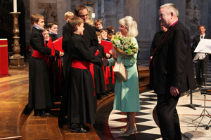 The Duchess speaks to the choristers