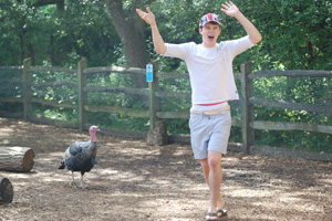 Being chased by a VERY scary turkey!
